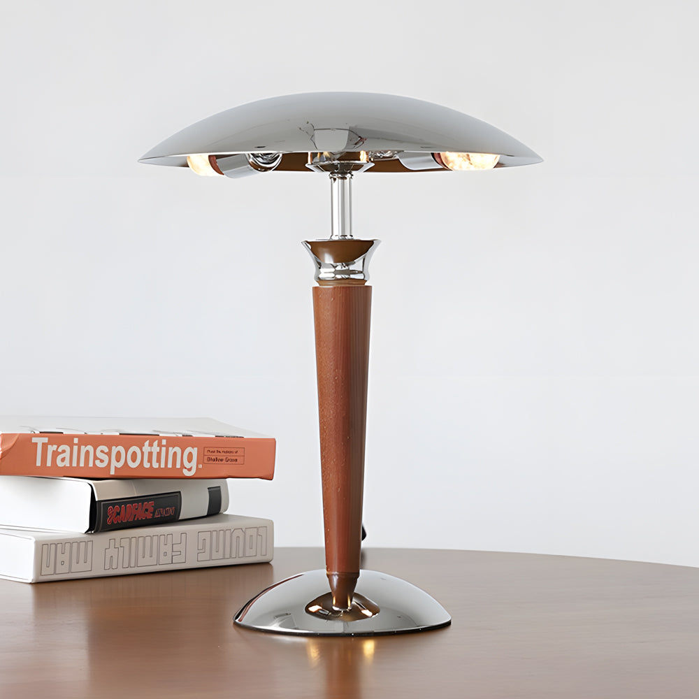 Larkhaven Chrome Table Lamp With Mushroom Shade And Dimmer
