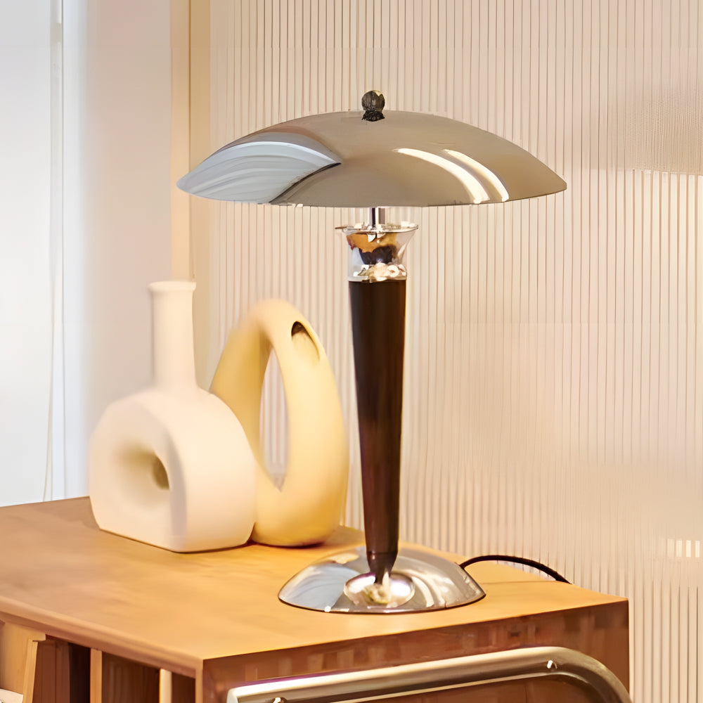 Larkhaven Chrome Table Lamp With Mushroom Shade And Dimmer