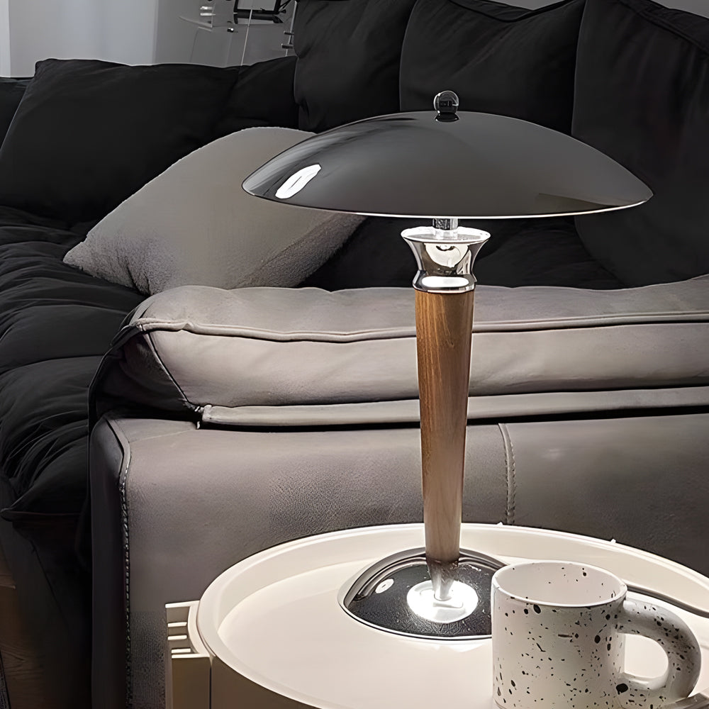 Larkhaven Chrome Table Lamp With Mushroom Shade And Dimmer